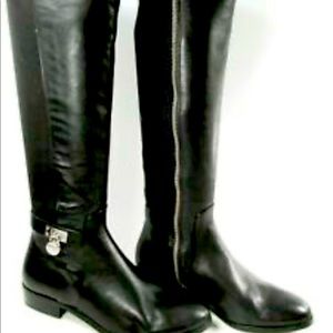 MICHAEL KORS PW15E TALL BLACK LEATHER STRETCH BOOT 6 NEW